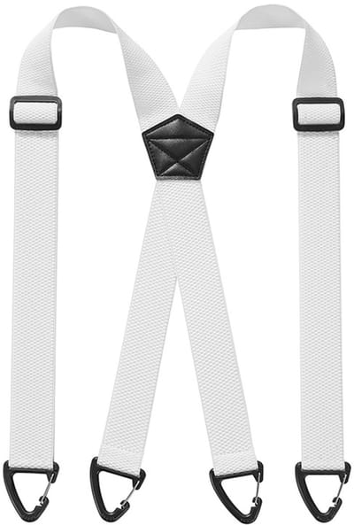 Verstelbare Y-vormige bretels met draaiklippen - 120 cm lange zwarte unisex bretels voor werk, feest en reizen-Karabijnhaakriemen - Wit