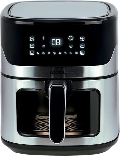 Heteluchtfriteuse - Airfryer - Gezond Koken - 8 Programma's - 65 Liter - Zilver Zwart