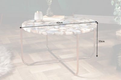 Ronde salontafel NOBLE 65cm edelsteen agaat afneembaar tafelblad gouden metalen frame - 40364