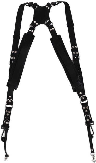 Dailygoods- Camerabeharnas Dubbel - Lederen Schouderbanden - Verstelbaar - Quick Release - Slijtvast - Stabiliteit en Beveiliging - Camerariem