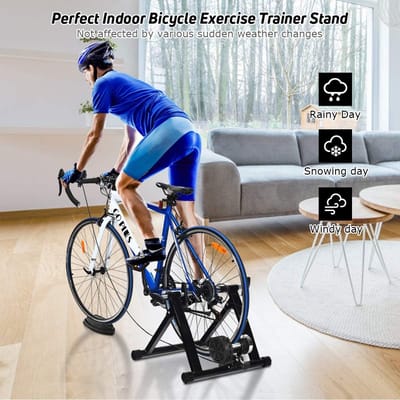 Fietstrainer - Hometrainer fiets - Indoor fietsen - Magnetisch vliegwiel - 26-28 inch - Zwart