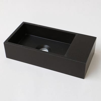 INK Versus Fontein - 36x18x9cm - wasbak links - 0 kraangaten - Quartz zwart