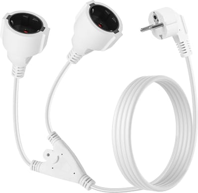 2-in-1 verlengkabel met stekkeradapter wit 1,5 meter geaard IP44 250 V 16 A