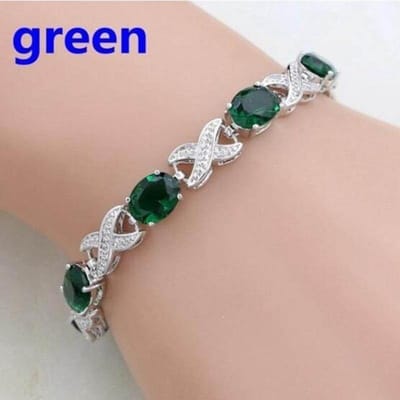 Nieuwe Stijlvolle Gepersonaliseerde Eenvoudige Dames Ingelegde Edelsteen Kruis Armband gray