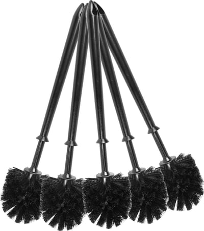 Universele Toiletborstel Set - 5 Stuks Zwarte WC-borstels (34,5 cm) | Hygiënische Kunststof Toiletborstel voor Badkamer en Toilet