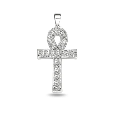 Juwelier Zwartevalk zilveren (gerhodineerd) ankh kruis hanger - 24.193