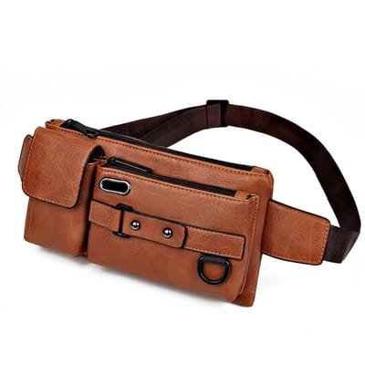 Cognac bruine heuptas dames multifunctionele crossbody tas met meerdere ritsvakken verstelbare tailleband casual sport borst tas compacte opberg tas voor wandelen reizen en dagelijks gebruik
