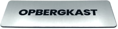 Deurbordje met tekst Opbergkast - Formaat 150 x 50 mm x 1,6 mm - Incl. plakstrip | Geborstelde RVS-look toplaag | Gratis Verzending | Decoporta