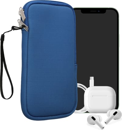 kwmobile telefoontasje universeel geschikt voor XXL - 7" smartphones - 17,7 x 8,5 cm - Hoesje met rits en polslusje -In Baltisch blauw -