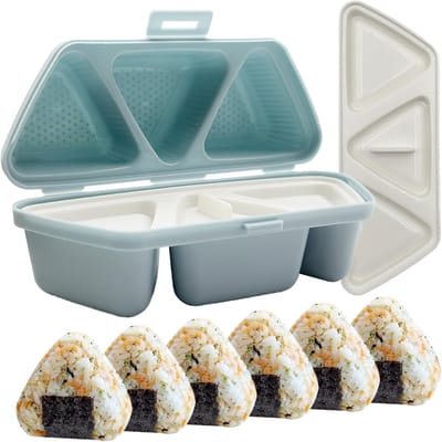 Ynkkvre -Sushi Maker-Onigiri Maker-Onigiri vorm-Driehoekige sushivorm-6-in-één-Rijstbalvorm-Blauw