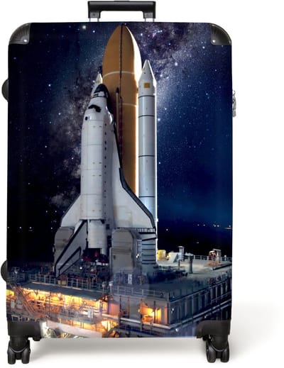 NoBoringSuitcases.com® - Koffer groot - Reiskoffer lichtgewicht - Ruimte - Spaceshuttle - Raket - Jongens - Rolkoffer met 4 wielen - Grote trolley XL - 98 liter bagage