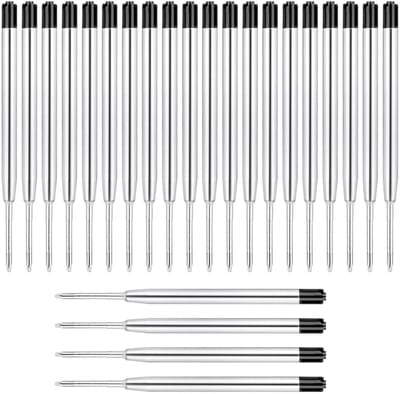 Dailygoods- Balpenvullingen grote vulling - 24 x Reservevullingen - G2-formaat - Metalen vullingen - 1,0 mm lijndikte - Schrijfkleur zwart - Navullingen