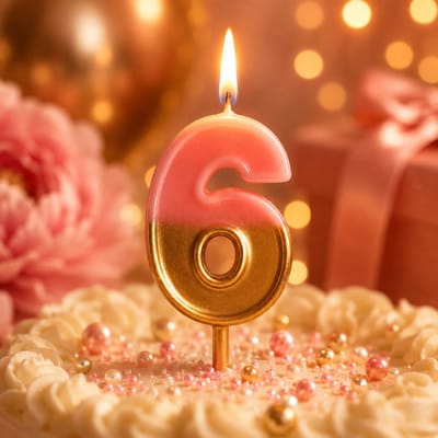 Verjaardagstaart kaarsjes – Cijfer 6 - Cijferkaars Retro - roze goud - Happy Birthday kaars – verjaardags kaars – gekleurd kaarsje – taartdecoratie – feest - taartversiering – feestartikel – verjaardagscadeau - taartaccesoires