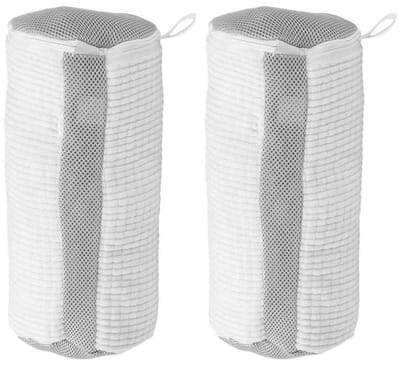 Dailygoods - 2 stuks schoenenwasmachinezakken voor droger en wasmachine, zachte vezels, 360° reiniging, herbruikbare waszak voor sneakers en tennisschoenen (wit)