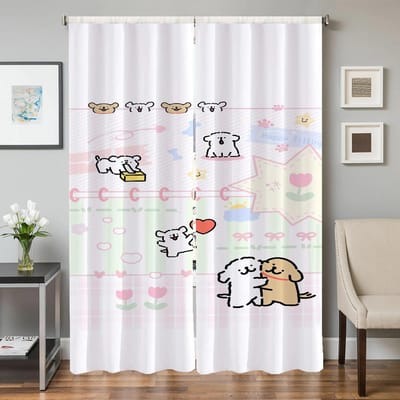 Huisinterieur Keukengordijnen voor Woonkamer 2 Stuks Verduisterende Gordijnen Deurgordijn Maltese Hond Slaapkamer Decoratie Scheidingswand W50xH70cmx2pcs-CL white