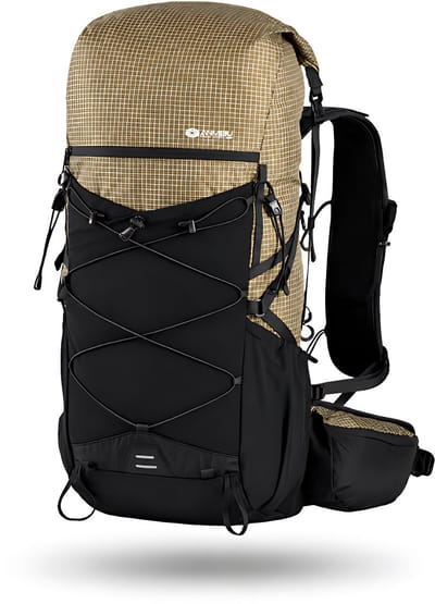 CarryQuest® - 40L Klimrugzak Outdoor Ultralight - 30+10L Hiking Backpack met Rugventilatie, Front-/Toploader, Stevige Ritsen & Gespen - DL-UHMWPE/Polyester - 76x30x18 cm - Khaki