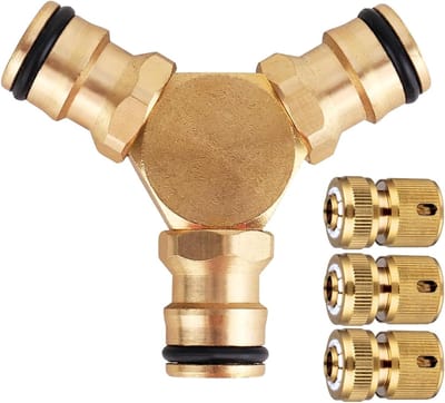 Dailygoods - Hydrogarden Y-stuk aftakset voor 13 mm (1/2 inch) en 15 mm (5/8 inch) waterslangen: waterdichte aftakconnector voor eenvoudige waterverdeling