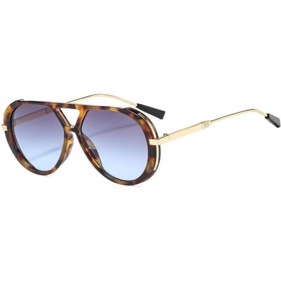 Nieuwste Retro Aviator Dubbele Brug Dames Zonnebril Millennium Stijl Luxe Luipaard Patroon Verloop Design Hoge Kwaliteit Man Punk UV Bescherming 400 as  picture