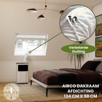 Airco Dakraam Afdichting - 134 x 98 cm – 2 Jaar Garantie - Geschikt voor Inbouw Velux: UK04 (GGL 7, 804, u04) | Fakro/Optilight: Maatcode 12 | Roto: 13/09 - Slang Afsluiten – Raamafdichtingskit Herbruikbaar – Mobiele Airco Afdichtkit Tegen Insecten