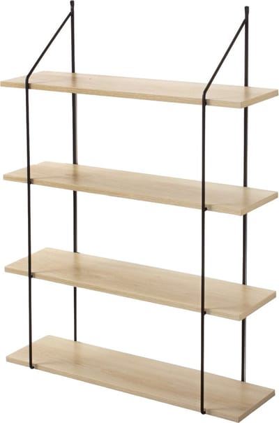 CALICOSY - Wandplank met 4 houten planken en metalen structuur 60x16x80cm