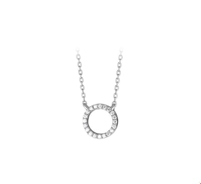The Jewelry Collection Ketting Zirkonia 1,1 mm 40 + 4 cm - Zilver