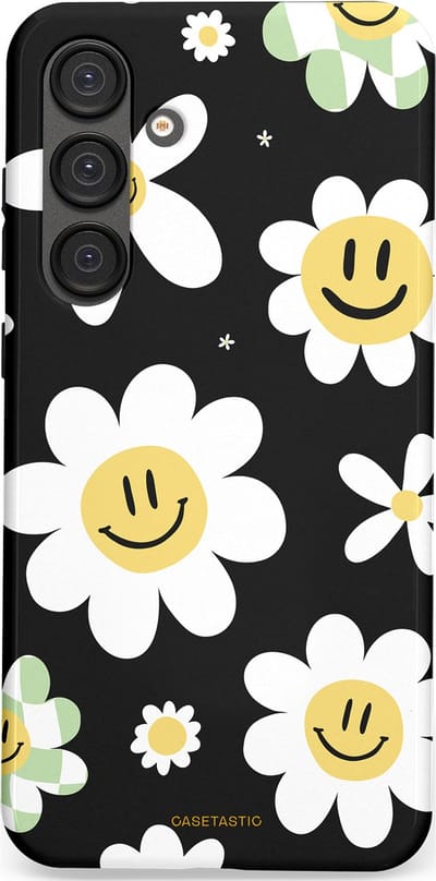 Casetastic hoesje geschikt voor Samsung Galaxy S25 Plus - Dubbellaagse bescherming - Vrolijke Madeliefjes - Fashion Case - Zwart Wit Grijs Goud