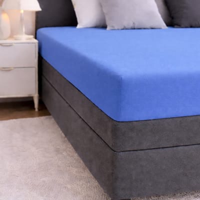 24-Bedding - Duopak 2 stuks !! - Jersey Hoeslaken - 100% katoen - 1 persoons - 80x200 cm - midden Blauw - 30 cm