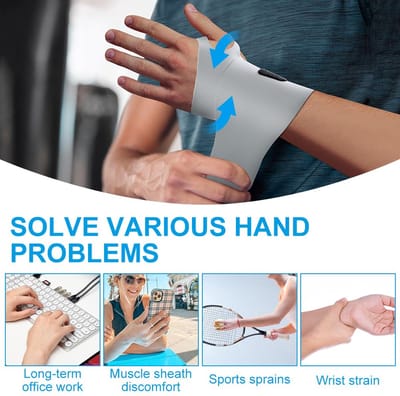 Polssteun - Polsbrace Compressieband - Pols Stabiliseren - Verstelbare Dubbele Compressie - 5-12 Inch Pols - Grijs