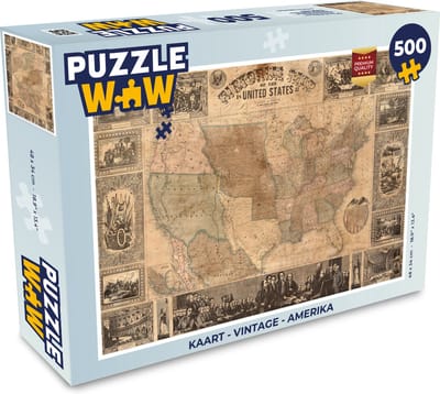 Puzzel Kaart - Vintage - Amerika - Legpuzzel - Puzzel 500 stukjes