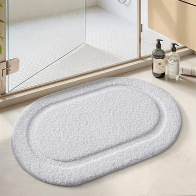 Witte Badmatten Antislip Absorberend Zacht Wasbaar Dikke Badmat 60x109cm voor Badkamer, Douche en Wastafel