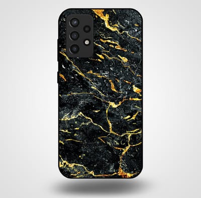 Smartphonica Telefoonhoesje voor Samsung Galaxy A72 met marmer opdruk - TPU backcover case marble design - Goud Zwart geschikt voor Samsung Galaxy A72