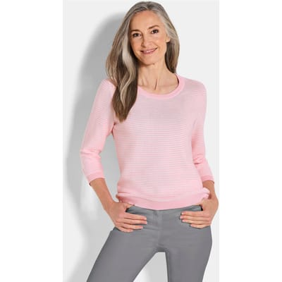 Tricot pullover van katoen - rosé / gedess. - Gr. 19 van Goldner Fashion