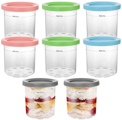 Allecto - Ice Cups - Herbruikbare IJsbekers - Met Deksel - Kleurenset