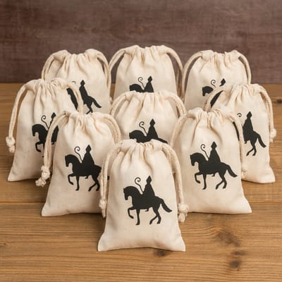 10x Katoenen zakjes met koord / Cadeauzakje Stoffen zakjes | 10 x 14 cm Sinterklaas