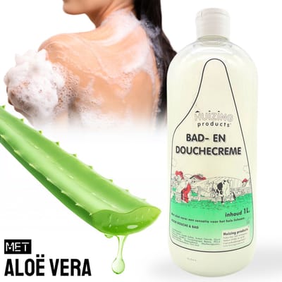 1 Stuk: Huizing® Uiercrème Bad- en Douchegel 1000ML – aloë vera – Uiercrème – douchegel - douchegel man en vrouw – shampoo – doucheschuim - bad