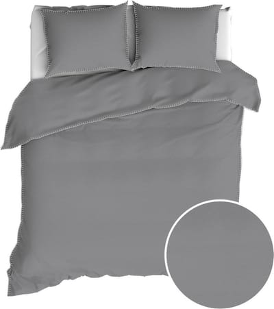 Romanette FLANEL Dekbedovertrek 200x200/220 Visconti antra/wit