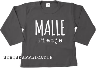 Strijkapplicatie Malle Pietje – Wit – 15x13 cm – Sinterklaas Textiel- sinterklaasshirt maken - Pimp Studio