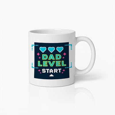 Dad Level Start Mok 330ml – Grappige Gamer Koffiebeker, Perfect Cadeau voor Nieuwe Vaders, Papa’s en Videogameliefhebbers