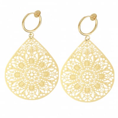 Klem oorbellen - goudkleurig - filigraan - druppel- geen gaatje- Charme Bijoux