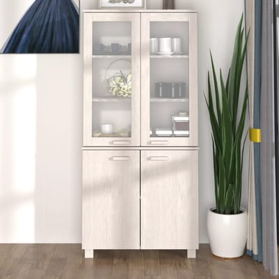 vidaXL - Hoge - kast - HAMAR - massief - grenenhout - wit