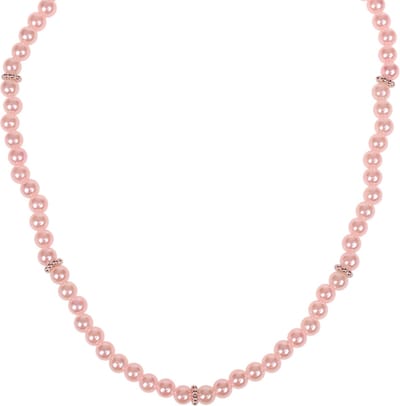Kinderketting - Lichtroze - Imitatiepareltjes 6mm - Spacers - Elastisch