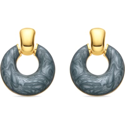 Luxenter Oorbellen met blauw gelakt oppervlak en 18-karaats goud afwerking - Fores