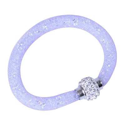 Fako Bijoux® - Armband - Sterrenstof Disco Dots - Paars/Wit