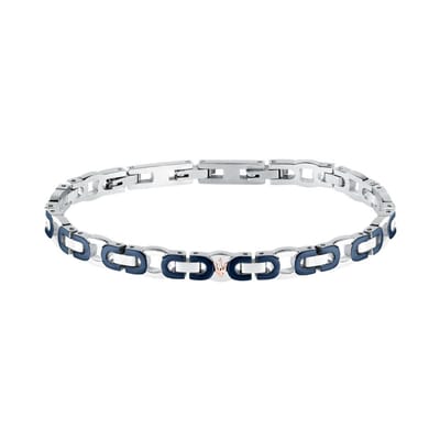 Maserati - JM425AVD96 - Armband - Heren - Iconic Bracelet - Roestvrijstaal - Blauw - zilverkleurig - rosegoudkleurig - 18.5 + 3 CM