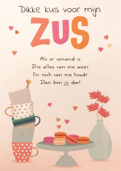 Kaart - Artige - Intense - Dikke kus voor mijn zus - TE037-G