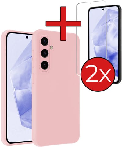 Hoesje - Met 2x Screenprotector - Geschikt voor Samsung Galaxy A36 - Sterk & Shockproof - Telefoon Hoes - Back Cover - Siliconen Case - Telefoonhoes - Lichtroze