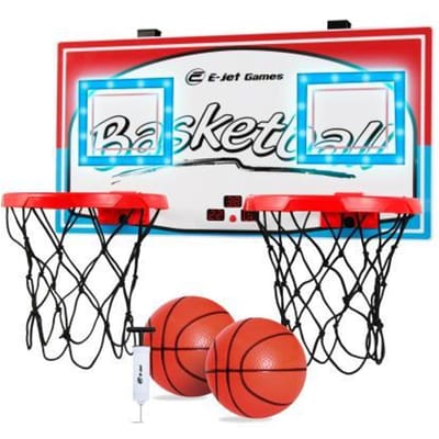 Basketbal Duo Hoop Deurset met LED Verlichting - Incl. twee mini basketballen en pomp - Elektronische score