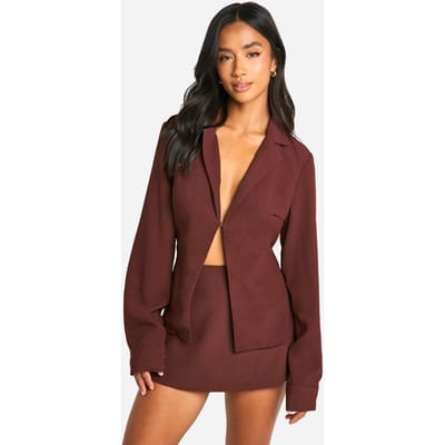 boohoo Dames Petite blouse met enkele sluiting in crepe, nauwsluitend | Rust | Maat: 6