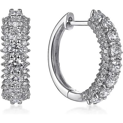 Huitan Luxe Zirkonia Hoepeloorbellen Temperament Dames Ooraccessoires Kleur Dagelijks Dragen Moderne Mode Sieraden gray