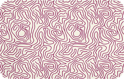 Badmat 80x50 cm - Antislip - Kronkelende lijn - Magenta - Crème - Badmatten voor badkamer - Badkamermat - Douchemat - Badkamer mat